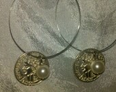 Matching coin and Pearl earrings and pendant set