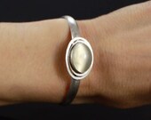 Silver Moonstone Cuff Bracelet - FREE shipping