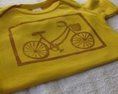 Bike Short Sleeve Onesie, Block Print, Hand-dyed, 6 to 12 Month Size