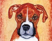 Boxer Dog Art, Boxer Dog Puppy Card, 5x7 Art Print