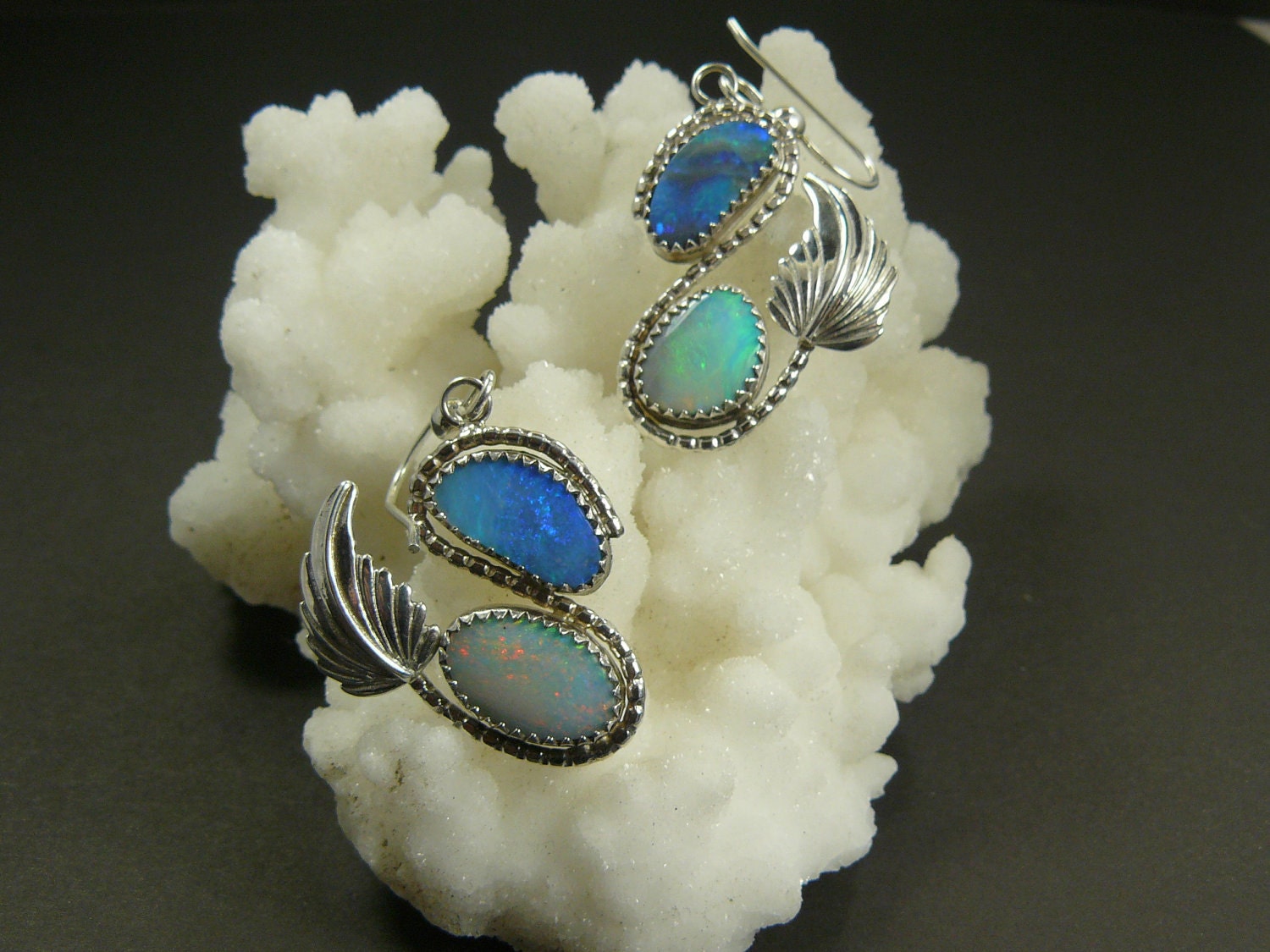 AUSTRALIAN OPAL  Earrings   Handmade Original Swan Designs