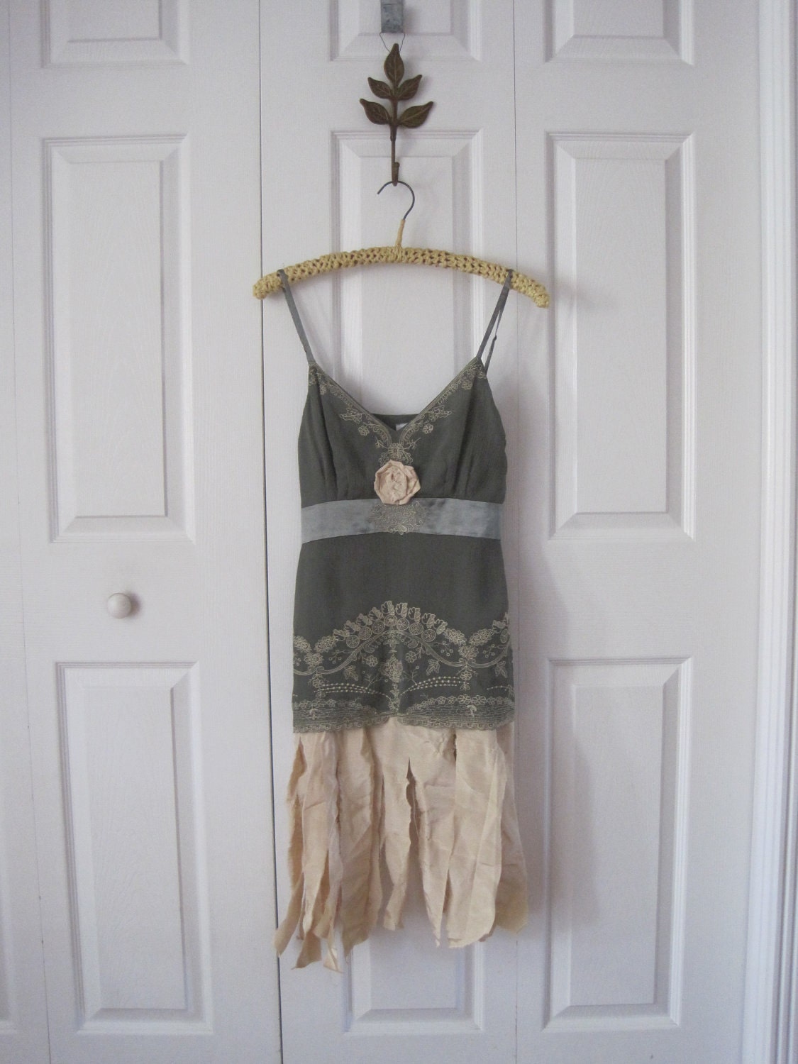 upcycled sage green fairy sundress eco ranch dress small ready to ship