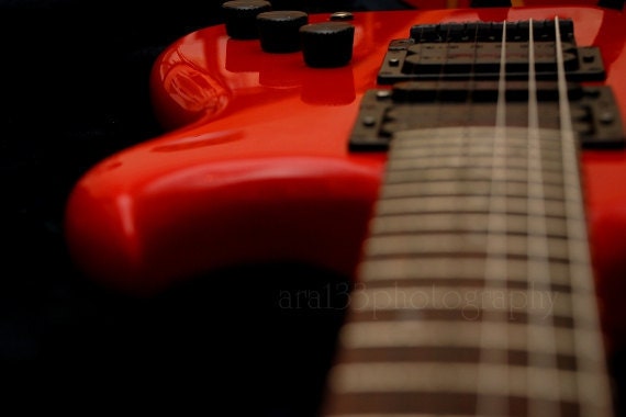 Red Men Guitar Art - Red-electric guitar photography -Steel and Crimson II -20x30 inch Red Men Fine Art Music Photograpy Red Men