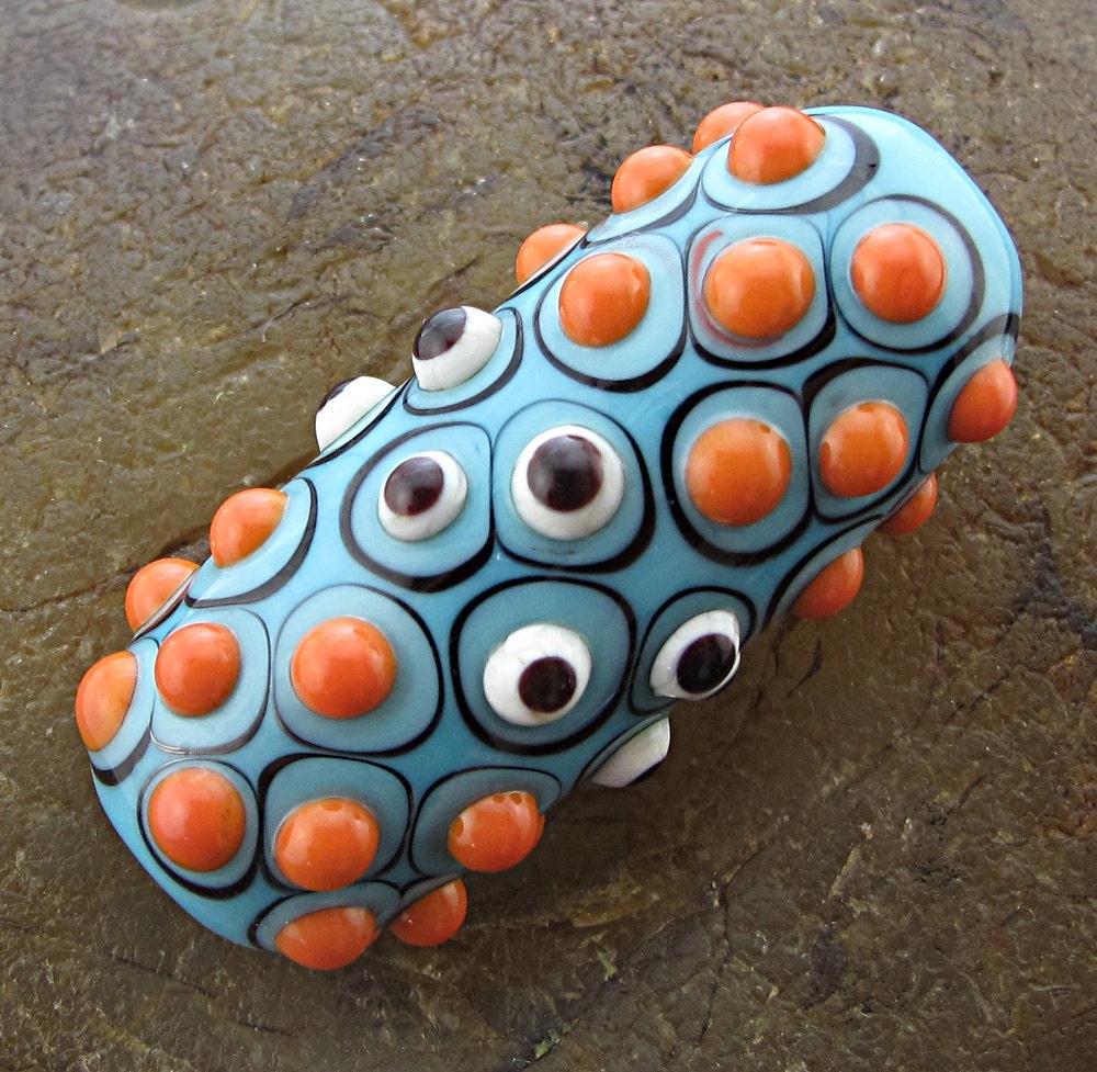 Lampwork Focal Bead -Tribal Dots- Handmade by Jason Powers Jasio