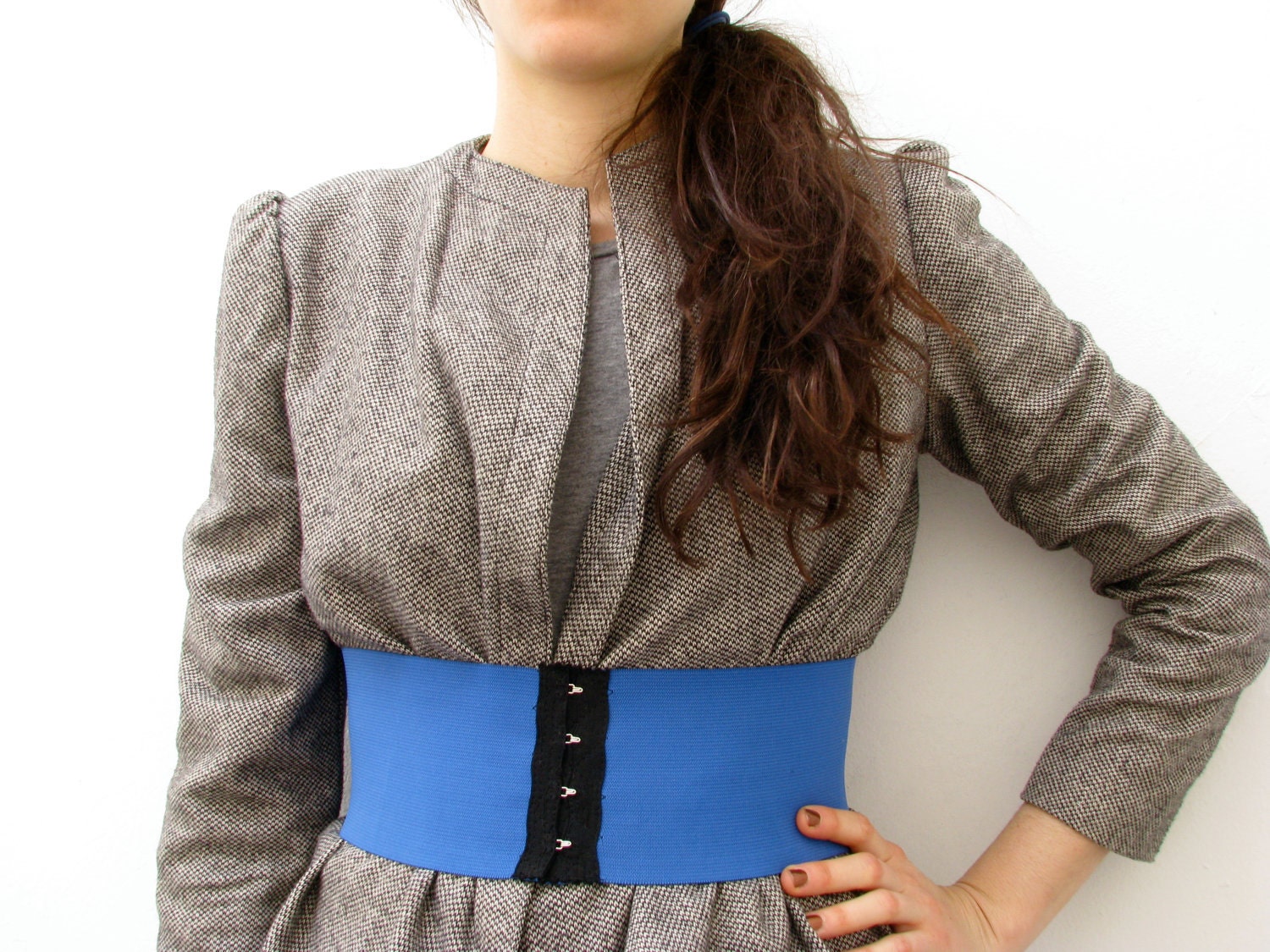 Sophie Wide Elastic Belt in Blue / Deadstock Vintage Elastic