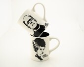 Mr and Mrs Mug Set Frankenstein and Bride  Black/White Funny Wedding Gift