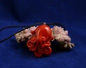 Crimson Octopus Necklace - Handmade Polymer Clay Jewelry