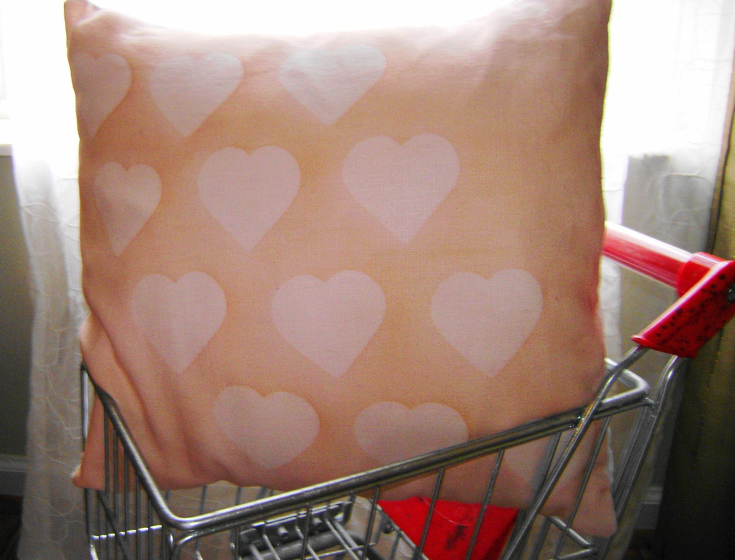 Light Pink Linen Heart Pillow