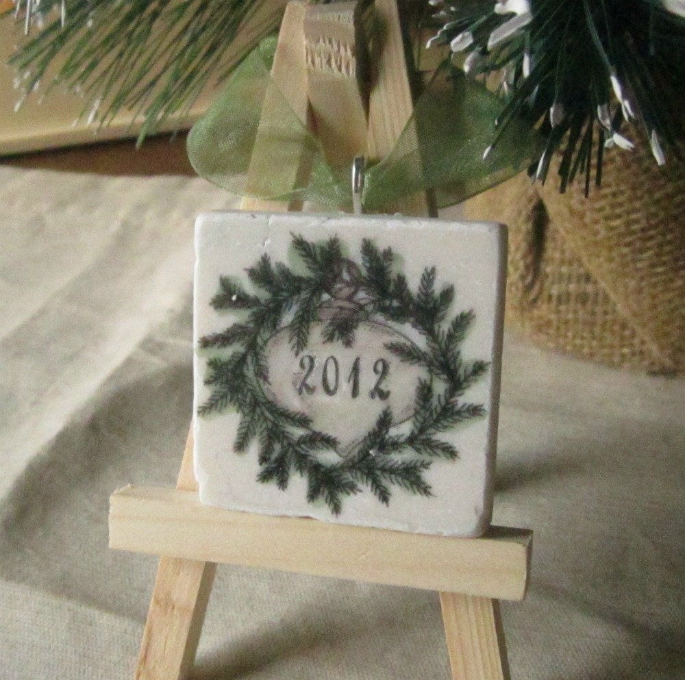 Pine Bough Christmas Ornament including Gift Box, Ready to Ship