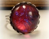 Dragon's Breath Ring - Round Adjustable Silver Ring - Mexican Opal Ring Dragon's Breath Jewelry