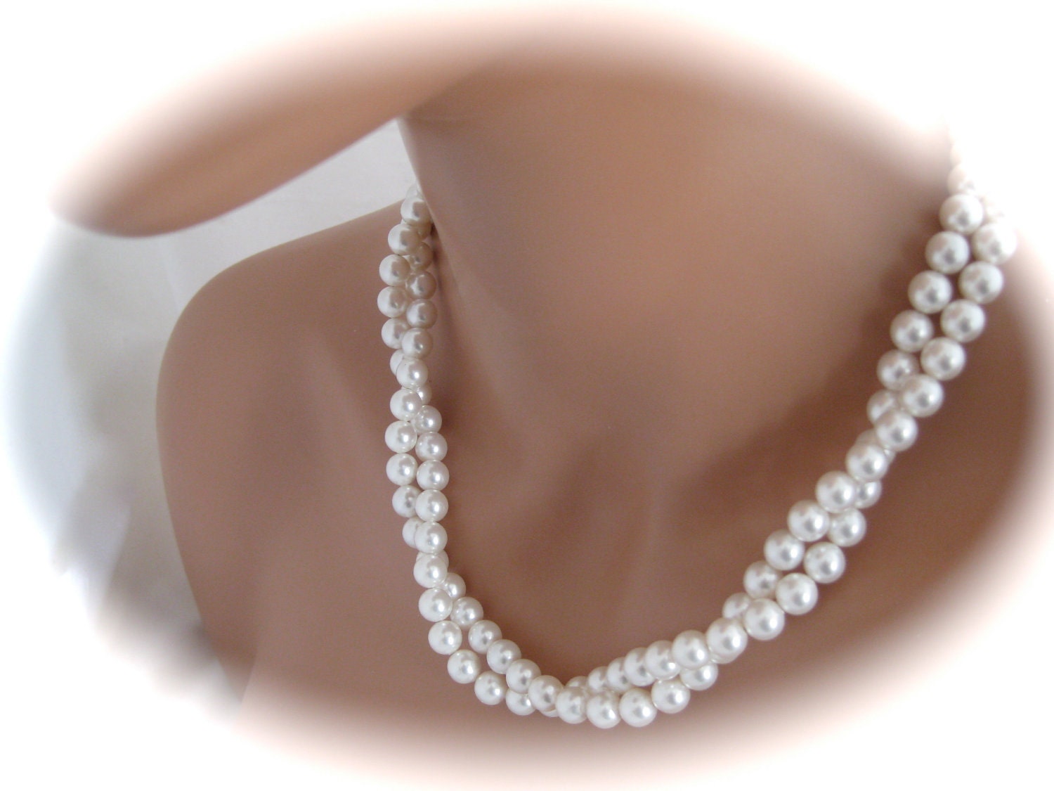 Bridal Jewelry, Bridal Necklace, Wedding Jewelry, White Pearl Wedding Necklace, swarovski crystal