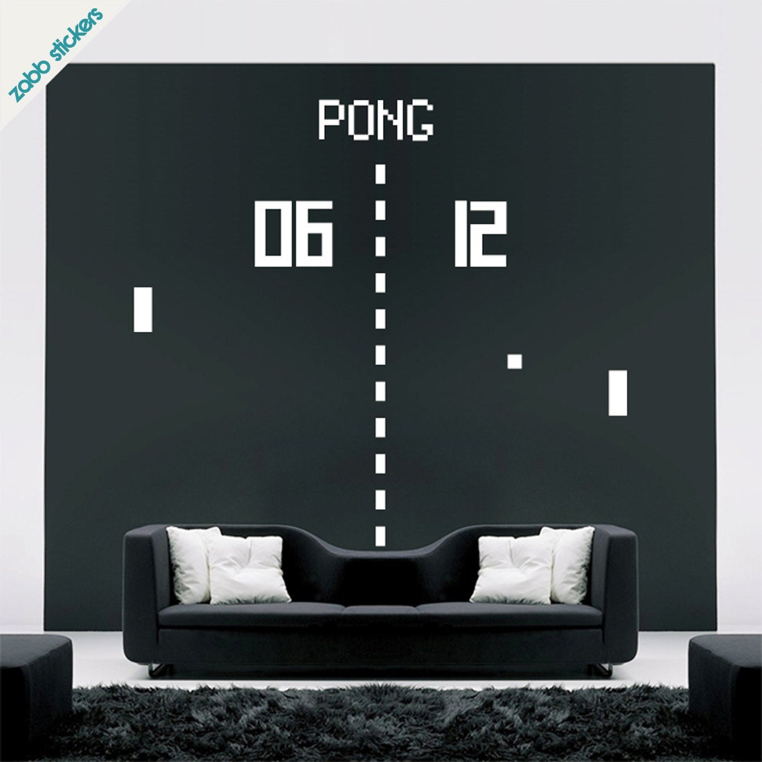 Pong arcade game vinyl wall sticker - zabbstickers