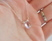 Tiny Pink Amethyst Necklace - Semi Precious Stone, Sterling Silver, Pearl, Pear Briolette, Solitaire - simple everyday jewelry
