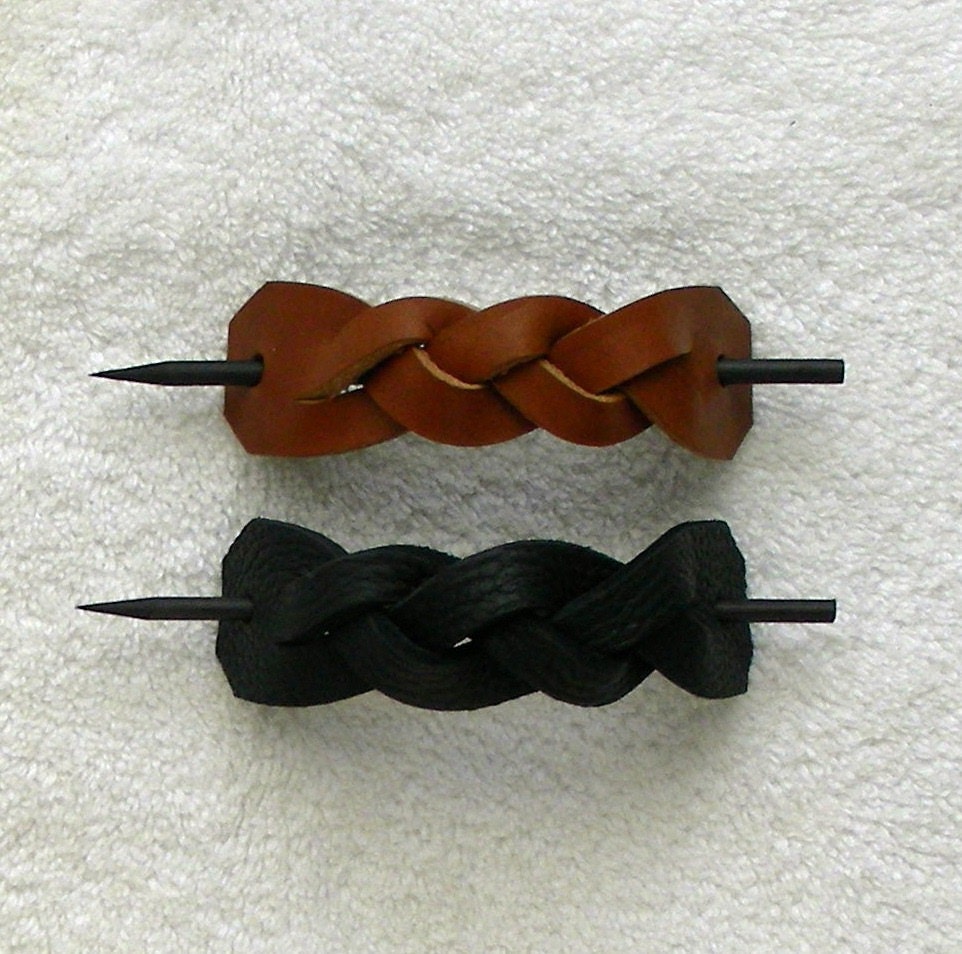 Mystery Braid Leather Hair Barrettes