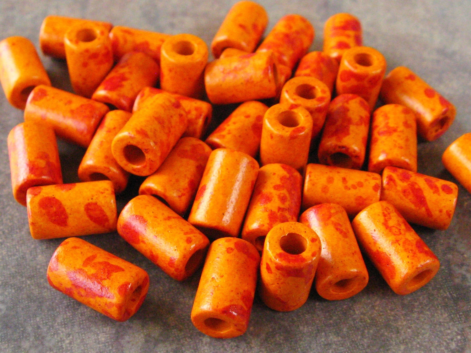 Mykonos Greek Ceramic TANG Small Tube 6x10mm Beads - 10