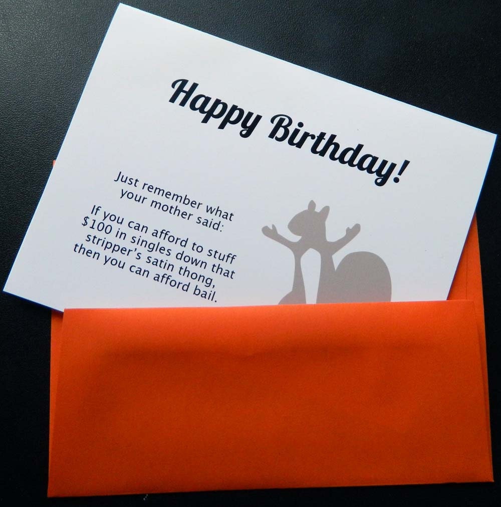Funny squirrel birthday card - Moms and strippers (WG 189)