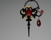 Athena v9: Red Swarovski crystal Steampunk Pendant