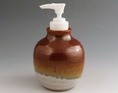 Soap or Lotion Bottle - Brick Red / Handmade Wheel Thrown Pottery