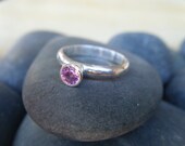 Pink Sapphire and Sterling Silver Promise Ring Size 5 1/2