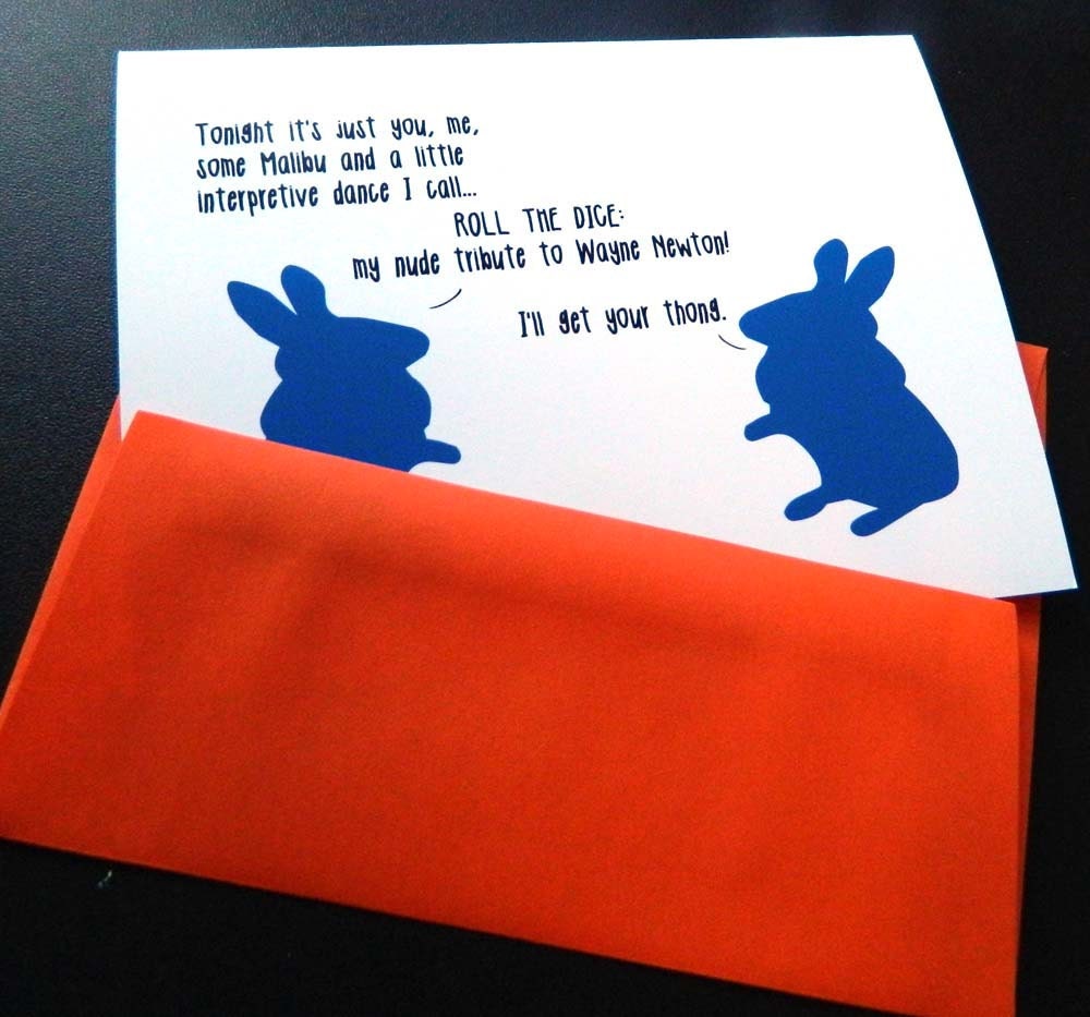 Bunny, thongs and Wayne Newton - funny card for BFF, friend, love (WG118)