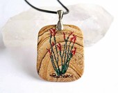 Ocotillo - Engraved Stone Pendant - Picture Jasper