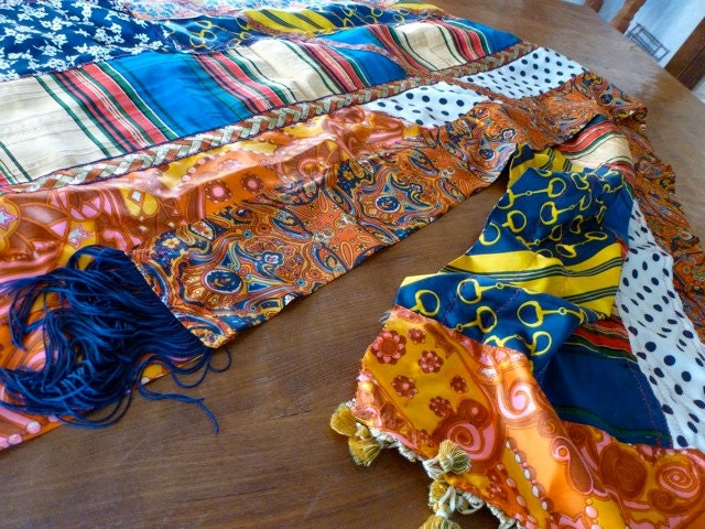 Roma Inspired table runner from vintage and repurposed textiles
