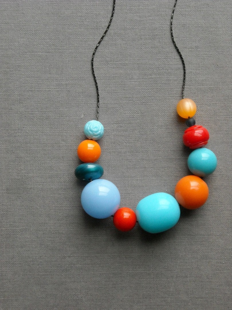 liz necklace - vintage lucite and gunmetal