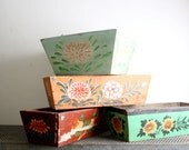 Wooden Cedar Planter Box - Handpainted Folk Art Bowl