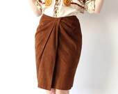 vintage 90's TWISTED BRANCH suede leather twist wrap skirt