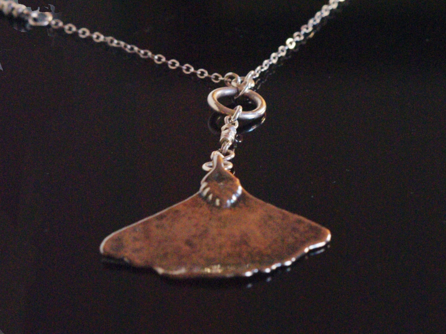 Silver Ginko Leaf Necklace, Delicate Sterling Silver Chain, Lariat Style, Approximately 30" Long
