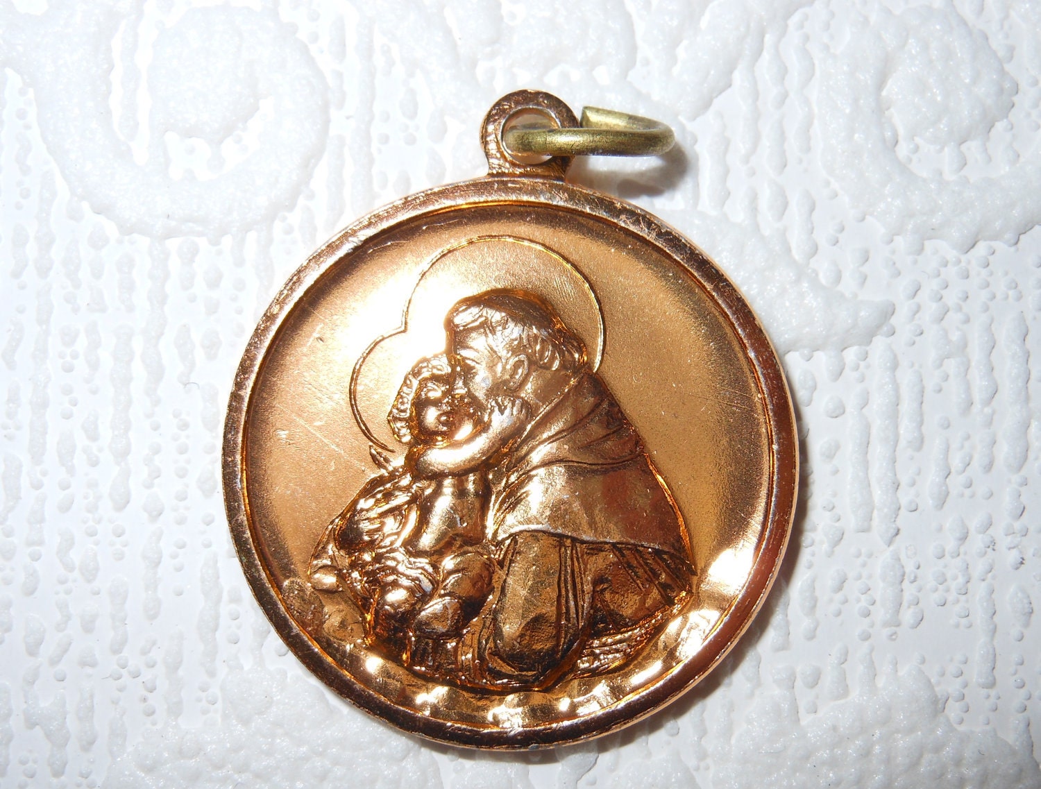 vintage religious medal Saint Anthony medal pendant