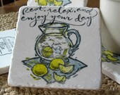 Summer Lemonade Absorbent Tile Coasters, Set of 4, Ready to Ship