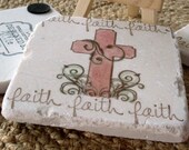 Absorbent Tile Coasters, Painted Faith Rosewood Cross, Set of 4