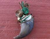 Black Bear Forest -  Real Large Wire Wrapped Bear Claw Pendant