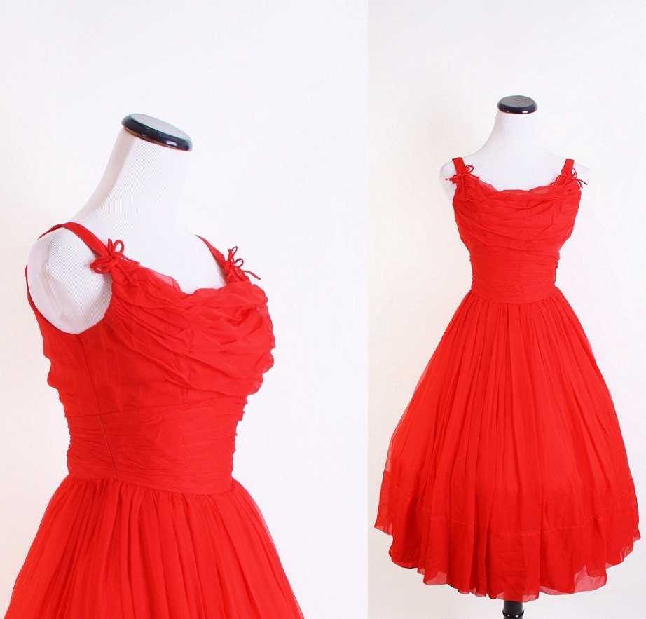 1950s Dress / Cocktail Dress / Dress / Dresses / Bombshell / Pinup / 1950s Wedding Dress / Wedding Dress  / Red / Valentines Fashion /0902