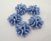 Blue Resin Flower Flatback Cabochon  --15mmx15mm---5 pcs
