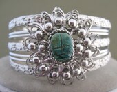 Green Scarab Vintage Cuff Bracelet