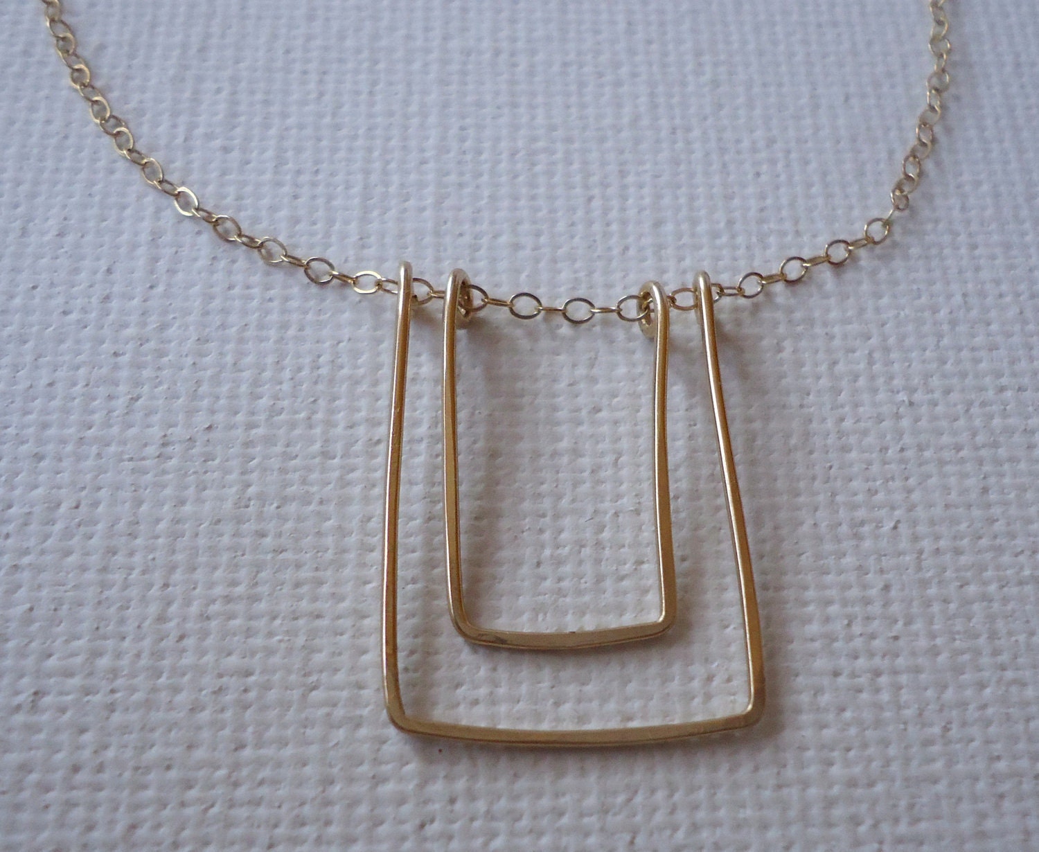 14K Gold FIlled Double Rectangle Simple Necklace, Fashion
