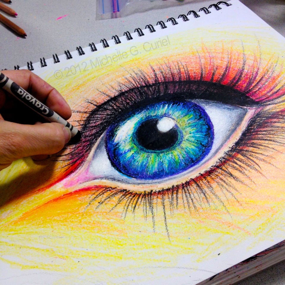 Crayola Eye - Original ART 9x12 with 11x14 Mat board