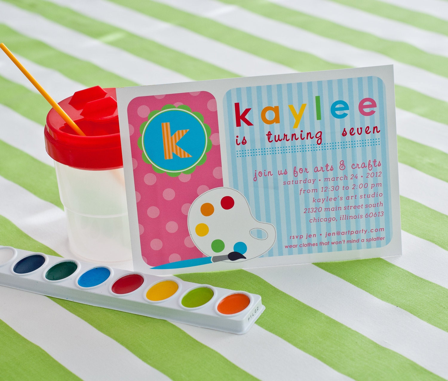 Polka Dot ARTS AND CRAFTS Birthday Party Invitation - Printable Art Party Invitation - Customized Printable Invitation