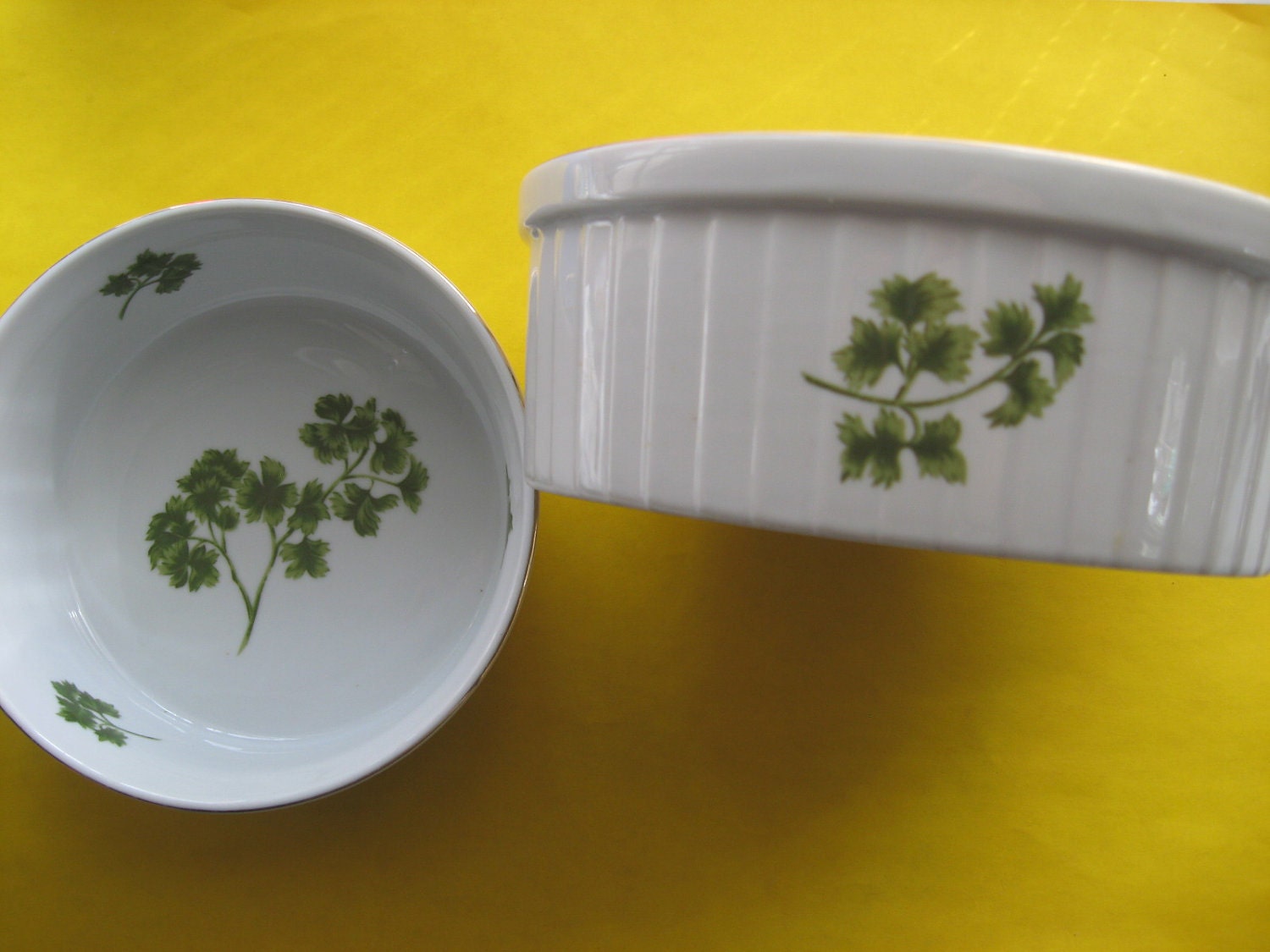 Vintage Sadek Parsley Oven to Table COOKWARE souffle vegetable bowl casserole