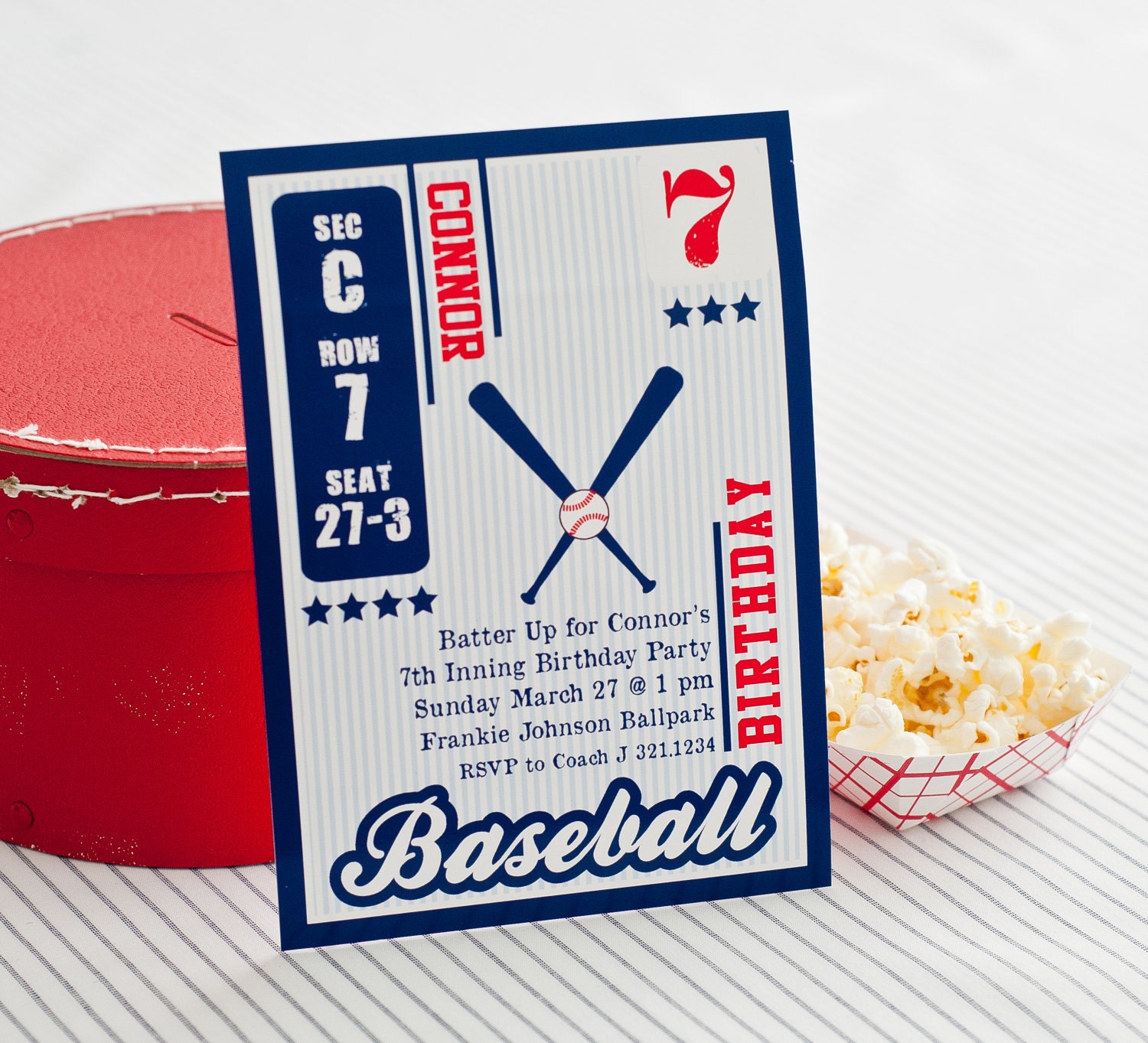 Vintage BASEBALL Sports Birthday Party Invitation - Baseball Boy Invitation - Customized Printable Invitation
