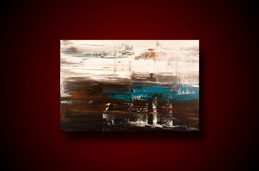 Abstract Painting. 20% OFF Large. Wall Art. Modern Art. Original. Contemporary Painting. Huge 24 x 36 Art Artwork Brown Black Turquoise