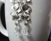 Orchid Flower Earrings, Bridesmaid Gifts, Silver Orchid Flower Earrings, FREE SHIPPING