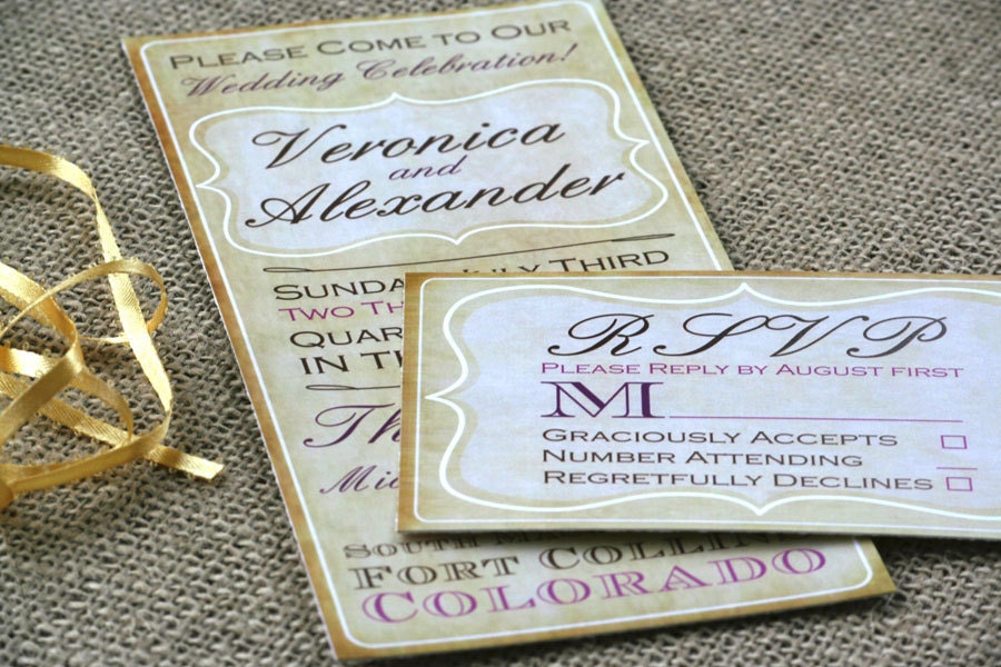 Vintage Inspired Long Wedding Invitation Suite: Rustic yet Modern