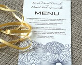 Rustic Wedding Menu Card with Floral Design, customize the colors and words