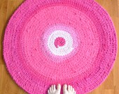 Crochet Pink Rug by EKRA Round Upcycled Area Mat