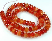 Premium CARNELIAN 8mm Faceted RONDELLE beads Red Orange Yellow Multi color - Half strand