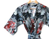 Womens Kimono Style Robe. Year of the Dragon. Knee Length.
