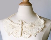 Crochet Necklace Statement Irish Crochet Lace Butterfly in Fine Thread